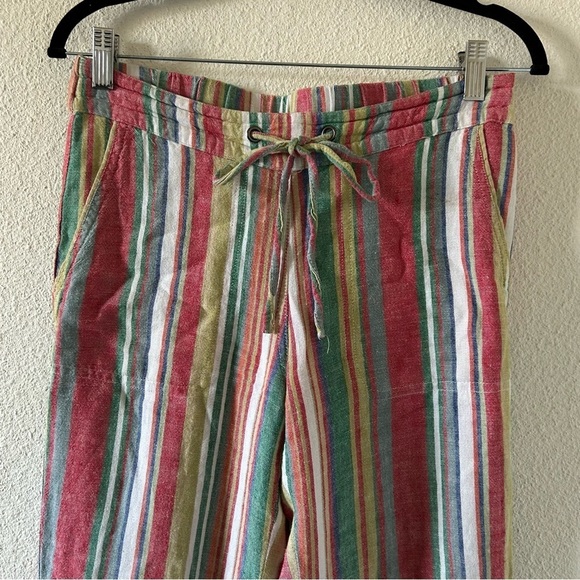 For Cynthia Linen Blend Pants Small Multicolored Vacation Cruise Beach Resort - Picture 11 of 12